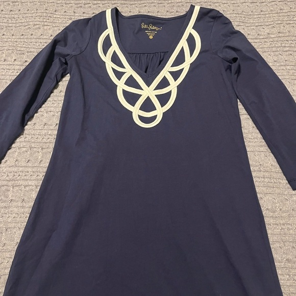 Lilly Pulitzer Blaire V Neck Navy Dress Size XS summer beach Xsmall vacation - Picture 3 of 5